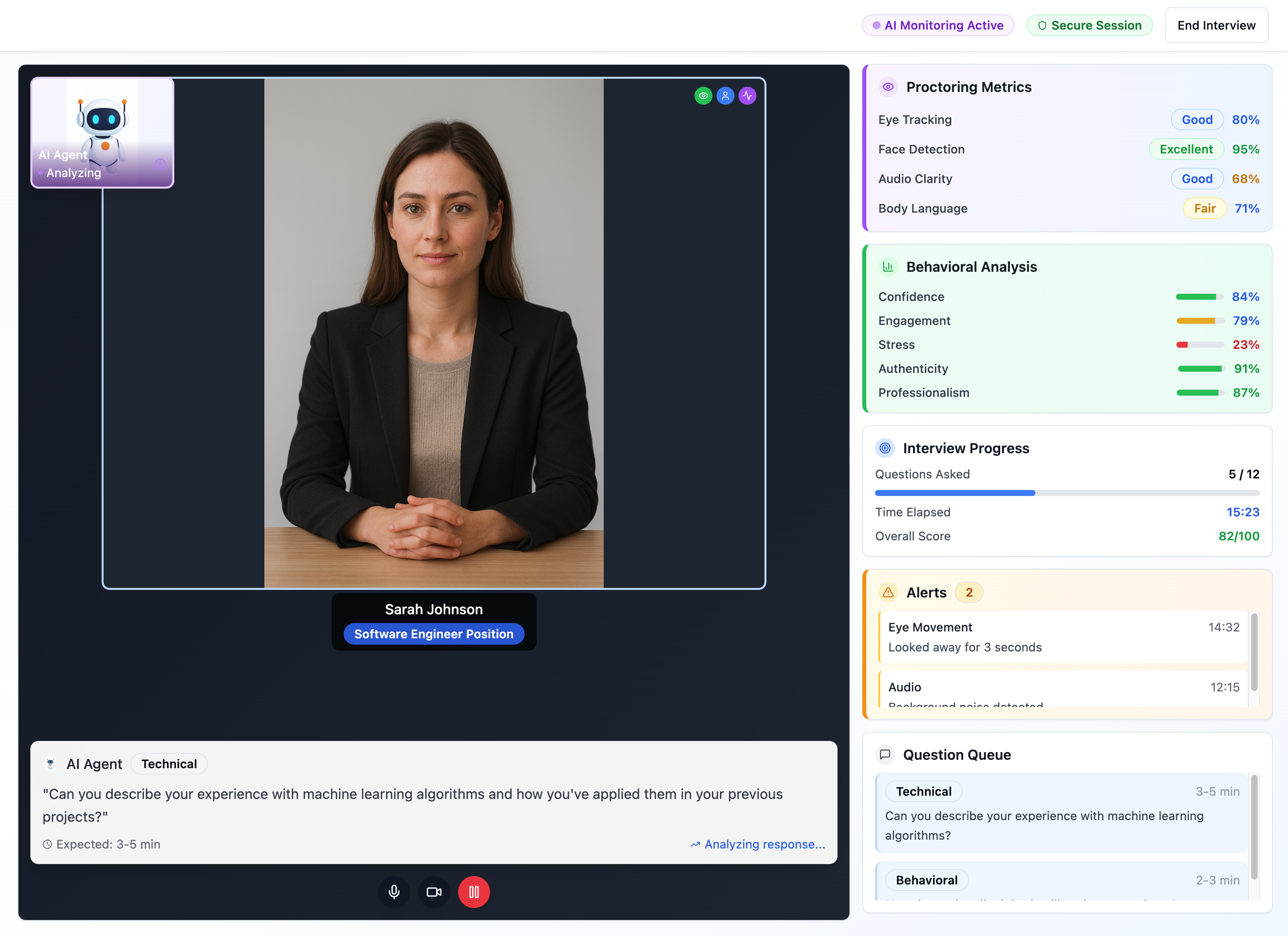 AI Interview Agent conducting technical assessment with candidate